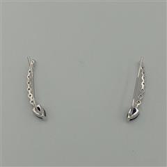 925 Sterling Silver Pear & Round Cut Blue & White Sapphire Climber Earrings